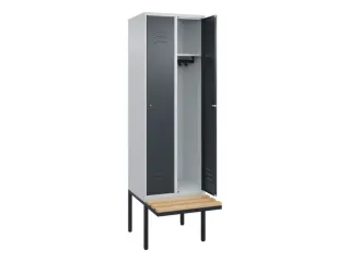 locker met bank,HxBxD 2120x600x815mm,2vak,vak B 300mm,cil.-slot - 2