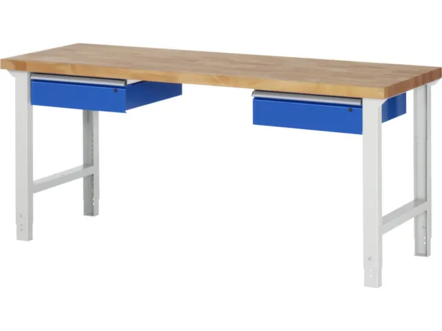 werkbank,HxBxD 790-1140x2000x700mm,beukblad,draagverm. 750kg,4voeten