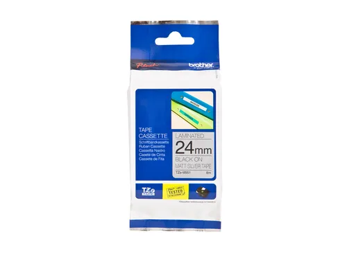 Labeltape Brother P-touch TZe-M951 metallic 24mm zwart op zilver