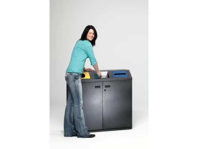 Station de tri sélectif 3x80l trappes RAL1023/argent/RAL5010