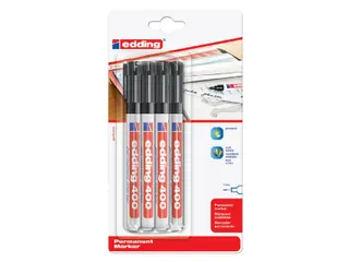 Viltstift edding 400 rond zwart 1mm blister à 4st - 1