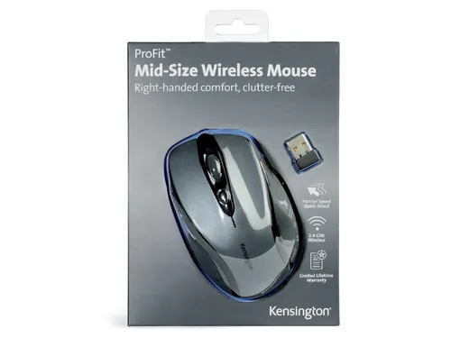 Muis Kensington Pro Fit draadloos grijs rechts