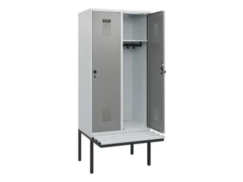 locker met bank,HxBxD 1950x800x815mm,2vak,vak B 400mm,draaigrendel