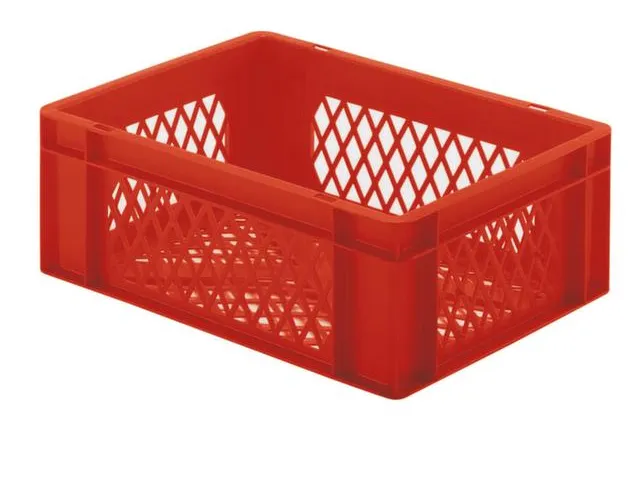 Euronorm-stapelbak 13l 145x400x300mm Wanden/bodem Opengewerkt Rood