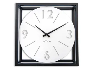 Tafel/wandklok NeXtime Time Frame 40x40cm wit metaal - 1