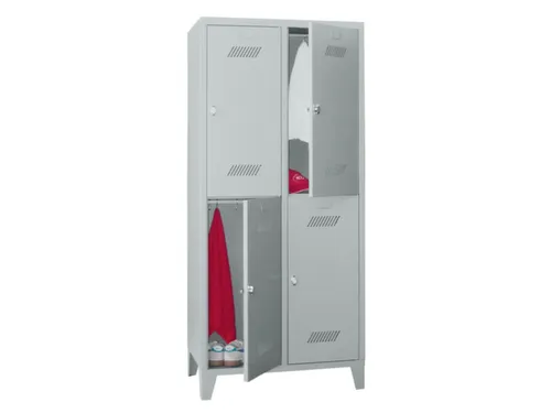 Garderobekast 1850x830x500mm 2x2 Vakken Klinksluiting Poten Ral7035