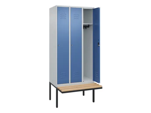 locker met bank,HxBxD 2120x900x815mm,3vak,vak B 300mm,cil.-slot