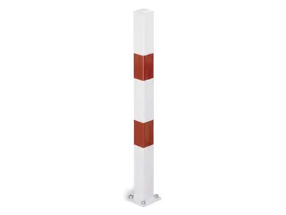 Afzetpaal Vierkant 70X 70Mm Met Bodemplaat Vast Platte Kop Wit/rood - 2
