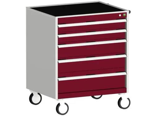 ladekast verrijdbaar 980x800x525mm 5laden romp RAL7035 front RAL3004