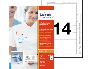 Naambadge Avery Office 43x81 20 x blauw met clip - 1