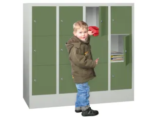 lockerkast,HxBxD 1187x1200x500mm,4x3vakken,RAL7035,front RAL6011 - 2