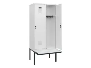 locker met bank,HxBxD 1950x800x815mm,2vak,vak B 400mm,draaigrendel - 1