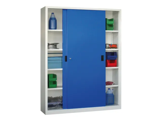 schuifdeurkast,HxBxD 1950x1500x400mm,RAL7035,front RAL5010