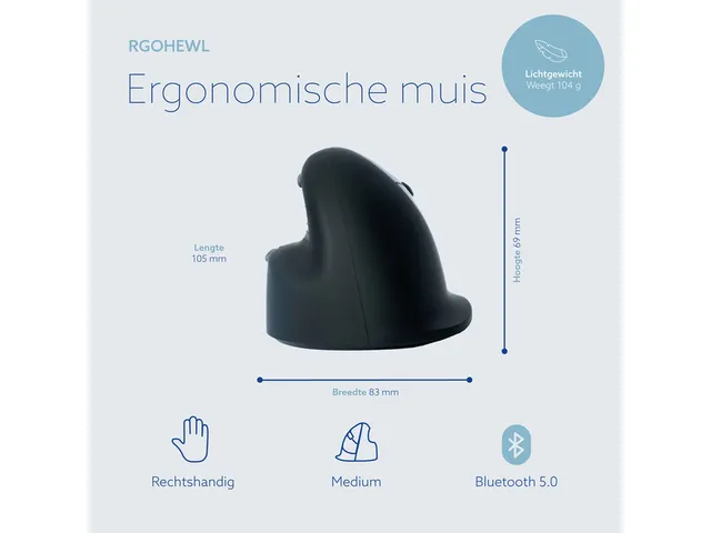 Ergonomische muis R-Go HE Break Medium Rechts draadloos Zwart