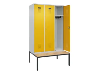 locker met bank,HxBxD 2120x1200x815mm,3vak,vak B 400mm,cilinderslot - 1