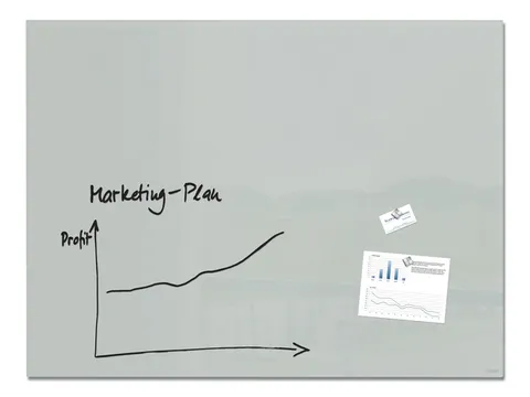 Glasmagneetbord Artverum grijs 90x120x1.8cm incl.2 magneten