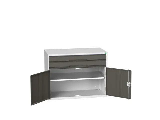 ladekast HxBxD 800x1050x550mm 2laden 2deuren RAL7035 front RAL7016