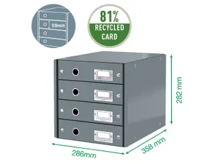 Ladenbox 4 Laden Leitz Click & Store 4 Laden Zwart 81% gerecycled kart - 5