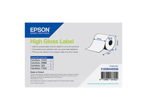 Epson C33S045536 high gloss doorlopende labelrol 51mmx33m