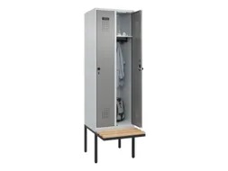 locker met bank,HxBxD 2120x600x815mm,2vak,vak B 300mm,draaigrendel