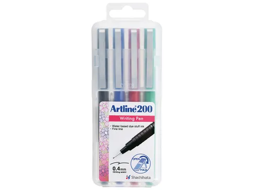 Fineliner Artline 200 rond fijn asssorti 4 stuks