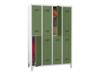 dubbeldekse locker,HxBxD 1850x1200x500mm,4x2vak.,RAL7035,front RAL6011 - 2