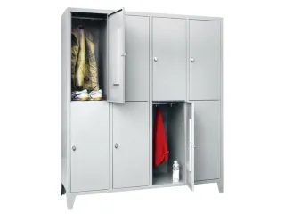 lockerkast,RAL 7035,HxBxD 1850x1600x500mm,4x2vakken,vak B 400mm - 1