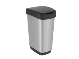 Afvalbak Twist 50 liter Zilver Zwart