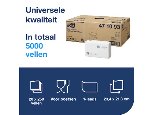 Tork 471093 Xpress Handdoek Universal H2 Multifold 1-laags 5000 stuks