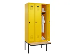 locker met bank,HxBxD 2120x900x815mm,3vak,vak B 300mm,draaigrendel
