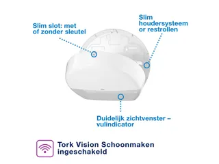 Tork 554000 T1 Jumbo Toiletpapier Dispenser Elevation Wit - 9
