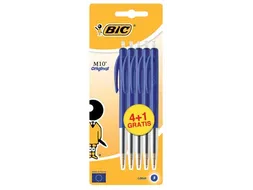 BIC Balpen M10 Blauw Medium Blister 4+1 gratis