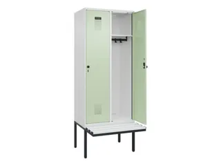 locker met bank,HxBxD 2120x800x815mm,2vak,vak B 400mm,draaigrendel - 1