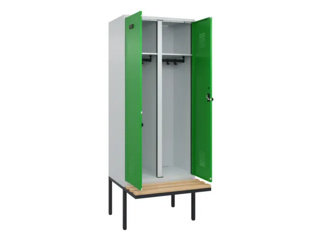 locker met bank,voor scheiding van kleding,HxBxD 2120x800x815mm,2vak