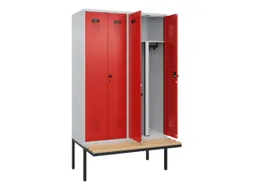 PBM-locker met bank,HxBxD 2120x1200x815mm,4vak,vak B 300mm