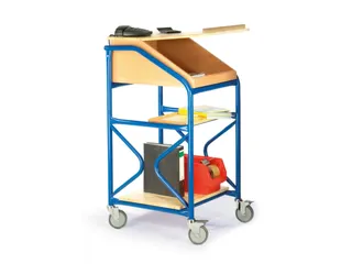 Verrijdbare lessenaar,HxBxD 1240x630x690mm,m. legborden,klapdeksel - 1