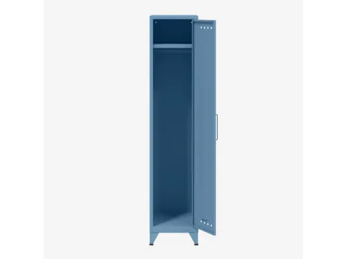 garderobekast,HxBxD 1800x380x510mm,1vak,4voeten,romp blauw,front blauw