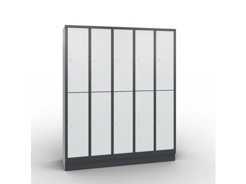 lockerkast draaigrendel 1800x1480x500 5x2vakken RAL7021 front RAL7035