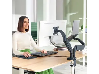 Monitor- en laptoparm Leitz Ergo ruimtebesparend dubbel donkergrijs - 14