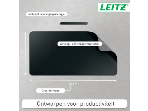 Bureau-onderlegger Leitz 80x40cm oprolbaar zwart