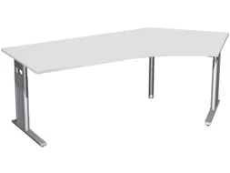 In hoogte verstelbaar hoekbureau 680-820x2166x1130mm lichtgrijs zilver