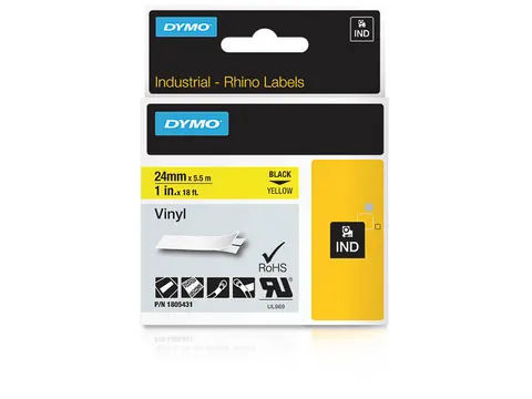 Dymo Rhino 1805431 Vinyl Zwart Op Geel 24Mm
