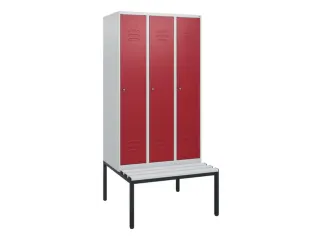 locker met bank,HxBxD 1950x900x815mm,3vak,vak B 300mm,cil.-slot - 1