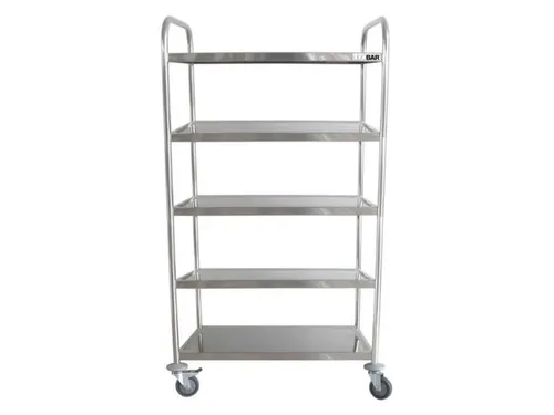 RVS serveerwagen,draagverm. 250kg,5etage(s),m. kunststof matten