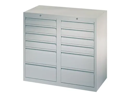 ladekast HxBxD 900x1000x500mm 12laden RAL7035 front RAL7035