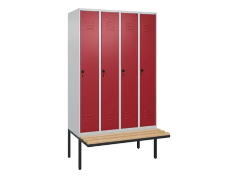 locker met bank,HxBxD 2120x1200x815mm,4vak,vak B 300mm,draaigrendel