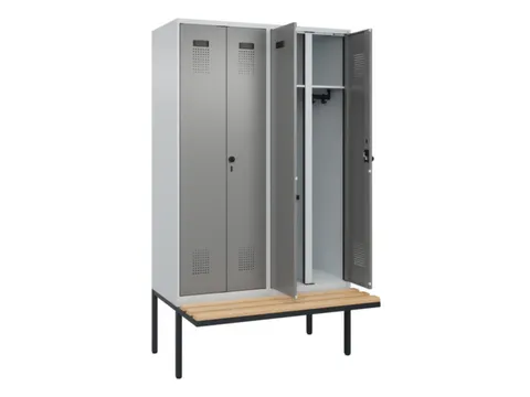 locker met bank,voor scheiding van kleding,HxBxD 2120x1200x815mm,4vak