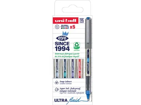 Uniball Eye Fine Roller 0,5 mm assorti, etui à 5 stuks