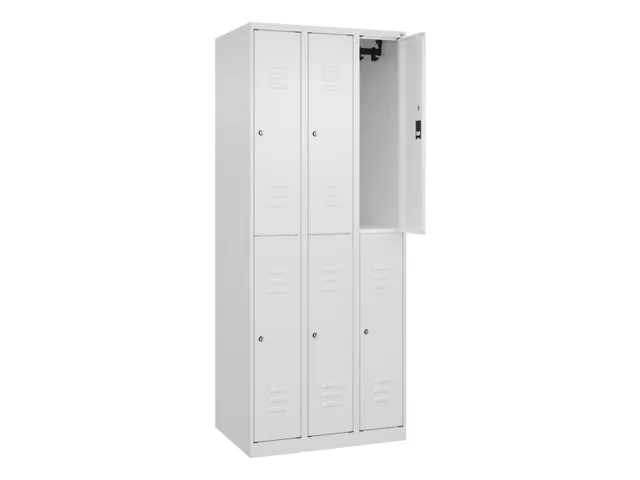 dubbeldekse locker,HxBxD 1850x750x500mm,3x2vak.,vak B 250mm,cil.-slot