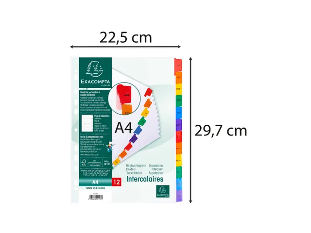 Tabbladen Karton 160 Gram A4 index jan/dec wit